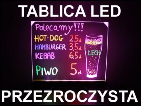 Tablica suchościeralna z podświetleniem LED - przezroczysta - Led Style s.c. Szczecin