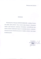 Referencja od firmy pracownik naukowy, dr n medycznych