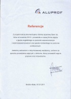 Referencja od firmy Aluprof S.A.