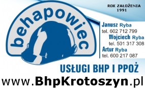 e) Dokumentacja BHP i PPOŻ. - Behapowiec S.C. Usługi BHP i PPOŻ. Krotoszyn