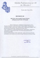 Referencja od firmy Szkoła Podstawowa nr 40 im. Mieszka I w Poznaniu