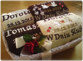 Prezent ślubny haftowany Szczecin Warszawa Łódź Katowice - Lilak Lilianna Wleklak Police