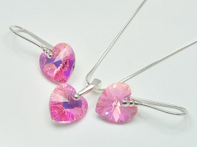 Swarovski biżuteria srebrna + łańcuszek serce Light Rose AB - F.H.U. M-A-G-I-A Marcin Głębocki Białe Błota