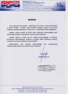 Referencja od firmy ABRAMCZYK Sp. z o.o.