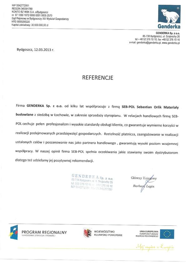 Referencja od firmy Genderka