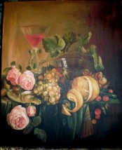 Kopia obrazu Abrahama van Huysum  Winogrona ,róże i cytryna  - Malarstwo Artystyczne Andrzej Masianis Toruń