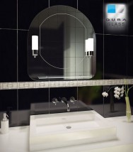 LUSTRO Z PÓŁKĄ SZKLANĄ I OŚWIETLENIEM Z KINKIETAMI - Jakub Czyrnek Qubaglass Rabka-Zdrój