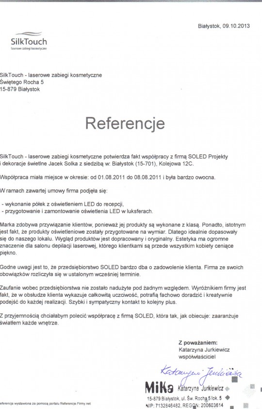 Referencja od firmy SilkTouch