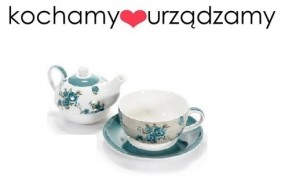Czajniczek z filiżanką i talerzykiem - Kochamy urządzamy Wrocław