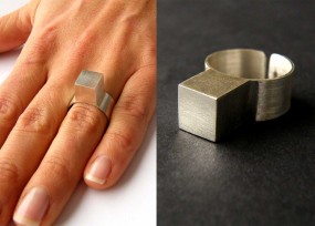 pierścionek srebrny,pierścionek ze srebra,srebrna kostka,Gdańsk,Ł - Biżu_leria Aleksandra Józefiak Pszczółki