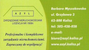 Zarządzanie i administracja nieruchomościami - AZYL Zarządzanie nieruchomościami Barbara Myszakowska Kalisz
