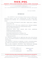 Referencja od firmy Nox-Pol Sp.z o.o.