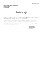 Referencja od firmy Centrum TERAZ- gabinet psychologiczny