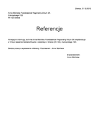 Referencja od firmy Anna Wolińska Przedstawiciel Regionalny Votum SA