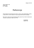 Referencja od firmy "Optima" Wojciech Knieć