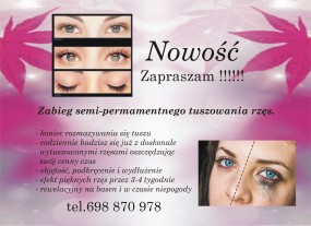 semi-permanentny zabieg tuszowania rzęs - Claris Nina Kisiel - wizaż i stylizacja paznokci Włodawa