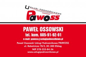 Podnośnik Koszowy (zwyżka) 18M, 20M, 30M Elbląg i Okolice 24H - Paweł Ossowski Usługi Podnośnikowe PAWOSS Elbląg