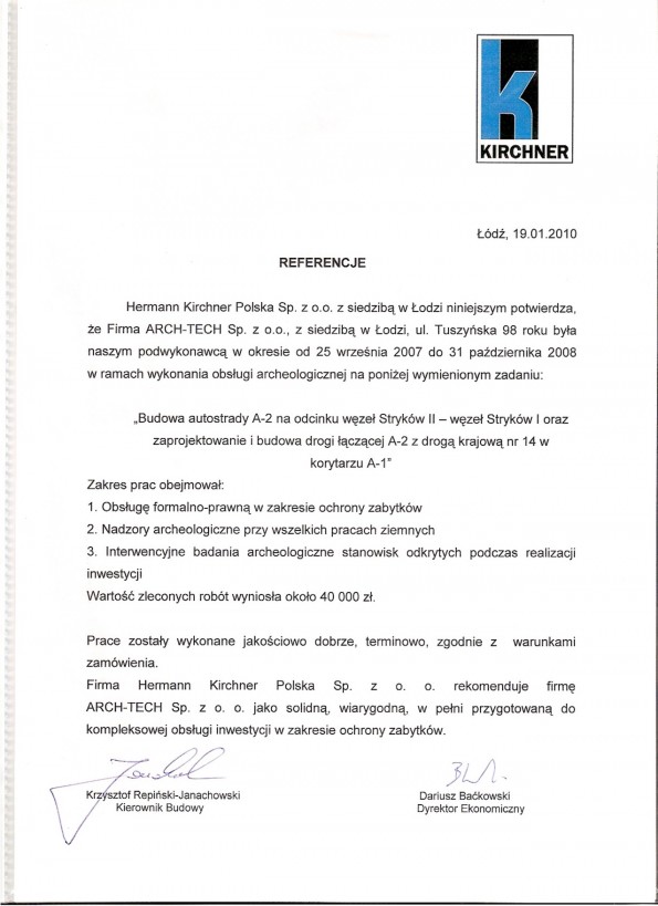 Referencja od firmy Hermann Kirchner Sp. z o.o.