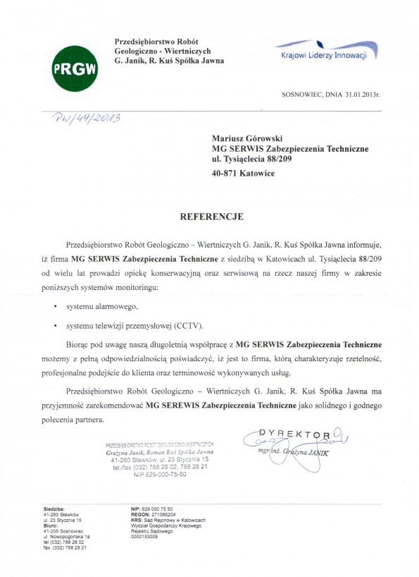 Referencja od firmy PRG-W