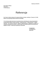 Referencja od firmy Dom Gościnny Sabina