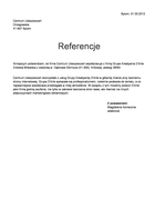 Referencja od firmy Centrum Ubezpieczeń