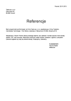 Referencja od firmy Yeans sp. z o.o.