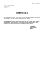 Referencja od firmy Tomasz Rutkowski Fotografia
