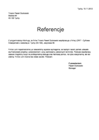 Referencja od firmy Tricero Paweł Oczkowski