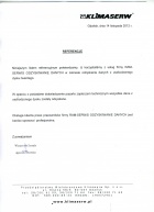 Referencja od firmy Przedsiębiorstwo Wielobranżowe Klimaserw Sp z o.o.