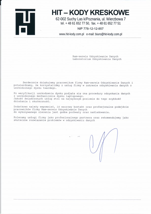 Referencja od firmy HIT kody kreskowe