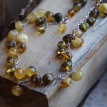 Naszyjnik z bursztynu naturalnego w srebrze - Kamykimoniki.pl Monika Gawryluk Białystok