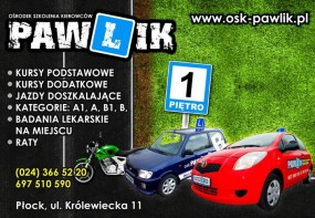 KURSY NA PRAWO JAZDY PŁOCK - Ośrodek szkolenia kierowców  PAWLIK  Płock