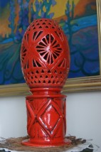 Lampa czerwona z zestawem elektrycznym - Halina Kaczmarczyk beca Wilkowice