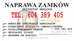 AWARYJNE OTWIERANIE SAMOCHODÓW - Naprawa Zamków Krzysztof Narloch Gdańsk