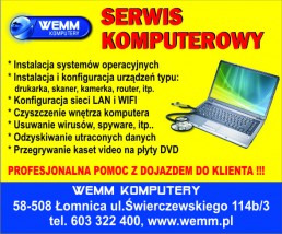 Serwis komputerowy - WEMM Komputery Łomnica