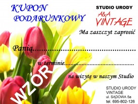 Kupon podarunkowy Jaworzno, Chrzanów, Sosnowiec, Mysłowice, Katowice - Studio Urody Vintage Jaworzno