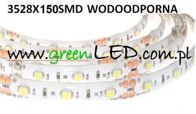 Taśma 3528 LEDx150SMD wodoodporna 12V/12W b.ciepły 5m SKLEP - greenLED Tomasz Gruca Rzeszów