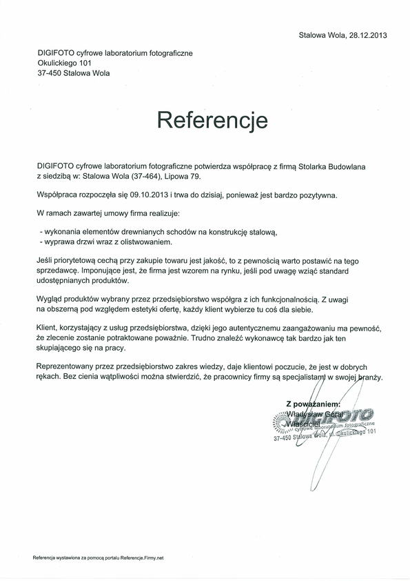 Referencja od firmy DIGI FOTO cyfrowe laboratorium fotograficzne