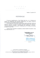 Referencja od firmy Vistula Group S.A.