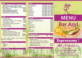 MENU - Azyl bar Przeworsk