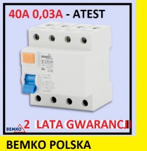 Wyłącznik różnicowoprądowy 40A/30mA - 3 fazowy - 2 lata gwarancji - P.H.U. DAMEX Damian Staniek Mikołów