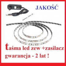TAŚMA DIODOWA 300LED IP-65 CIEPŁA/ZIMNA + ZASILACZ 24W=komplet - P.H.U. DAMEX Damian Staniek Mikołów