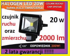 NAŚWIETLACZ LED 20W + CZUJNIK RUCHU I ZMIERZCHU -ZIMNA BARWA - P.H.U. DAMEX Damian Staniek Mikołów