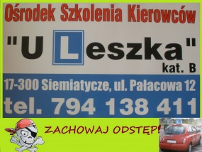 Kursy nauki jazdy oraz jazdy doszkalające - Ośrodek Szkolenia Kierowców  U Leszka  mgr Leszek Tyborowicz Siemiatycze-Stacja