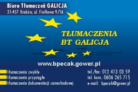 Tłumaczenia Biuro Tłumaczeń Galicja - Galicja B. Pęcak Kraków