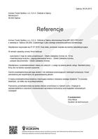 Referencja od firmy Animex Foods Spółka z o.o. S.K.A. Oddział w Dębicy