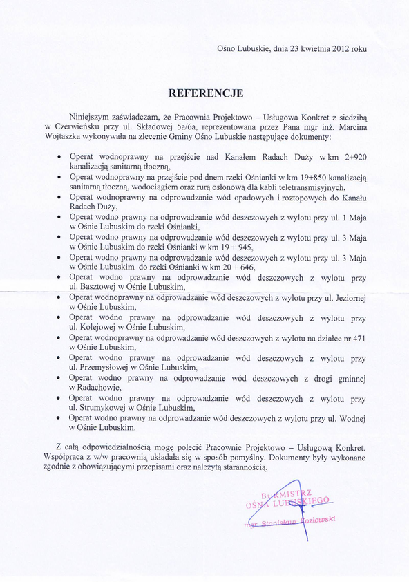 Referencja od firmy Inwestorzy