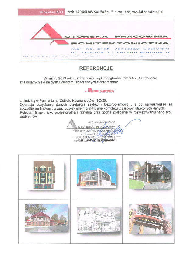 Referencja od firmy Autorska Pracownia Architektoniczna