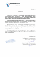 Referencja od firmy Ciszewski Financial Communications