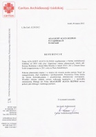 Referencja od firmy Caritas Archidiecezji Łódzkiej
